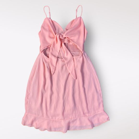 Lucy in the Sky Cutout Chiffon Dress in Coral Pink Size M Party Flirty Ruffle - Picture 1 of 10